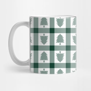 Festive Farmhouse Pine Tree Checkerboard - Emerald Green -  Cozy Winter Collection Mug